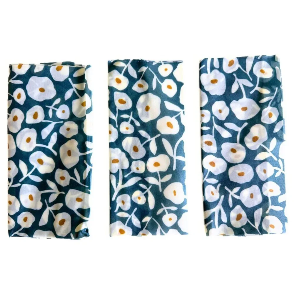 Z WRAPS Eco-Friendly Reusable Beeswax Food Wrap 3 Pack Blue Summer Floral NWoT